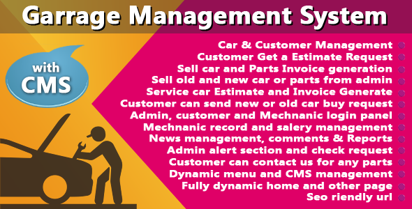 Garage or Workshop Management System With CMS
