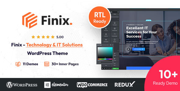 Finix – Technology & IT Solutions WordPress Theme + RTL Ready