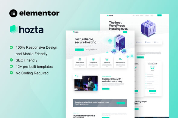 Hozta – Web Hosting Service Elementor Template Kit